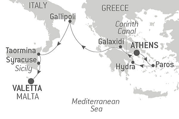 コリントス運河を通狭 エーゲ海からシチリア、マルタへ