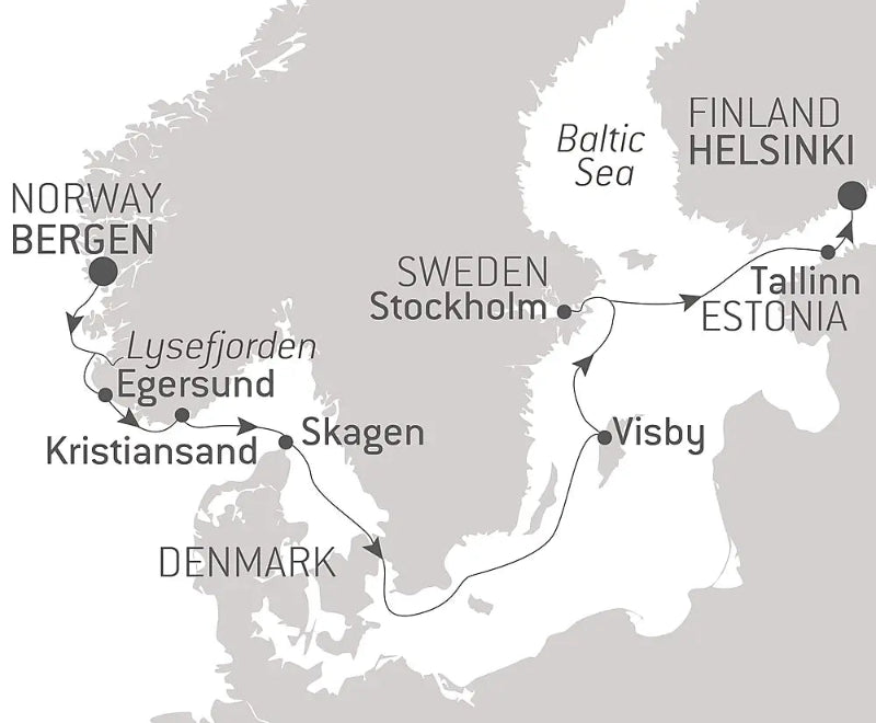 ベルゲン発 / ヘルシンキ着｜北海からバルト海へ　10日間