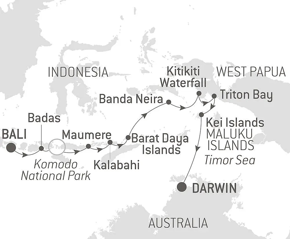 バリ島発 / ダーウィン着｜インドネシアの島々めぐりクルーズ  13日間