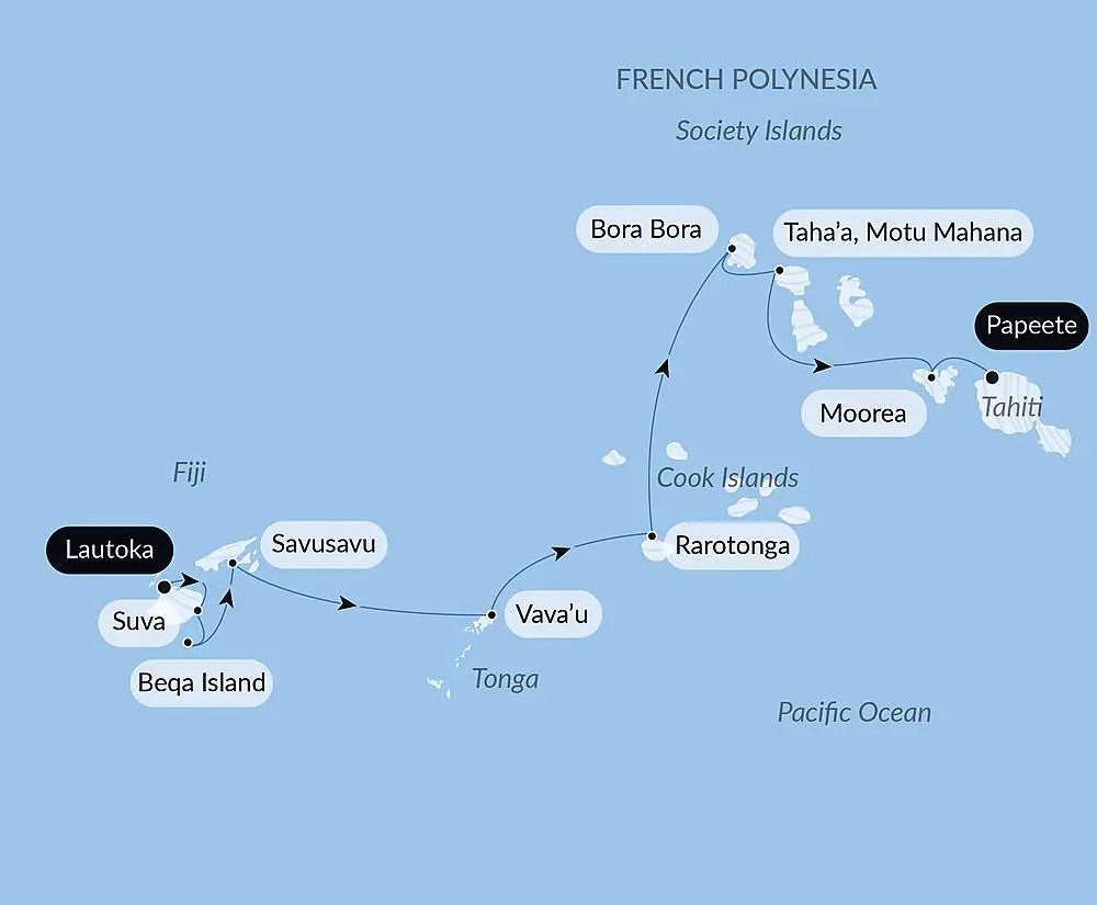 ラウトカ発タヒチ着｜南太平洋の島々と文化 15日間