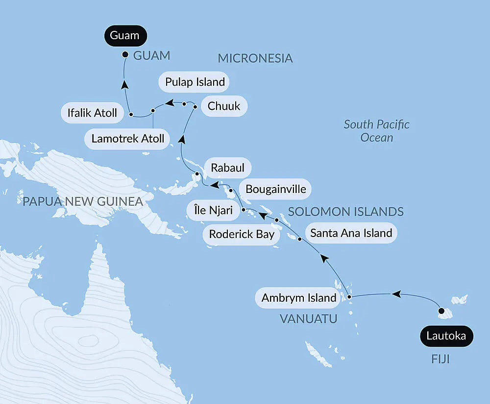 ラウトカ発 / グアム着｜フィジーからミクロネシアへ	17日間