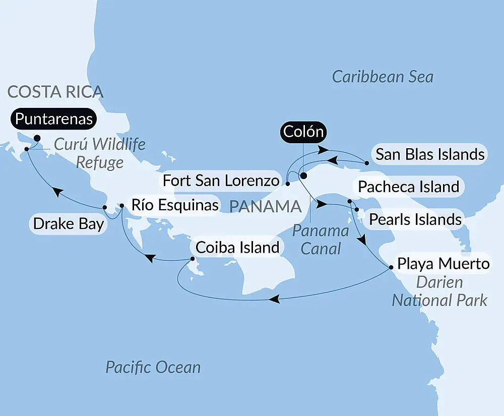 コロン発 / プンタレナス着｜パナマ、コスタリカクルーズ 11日間