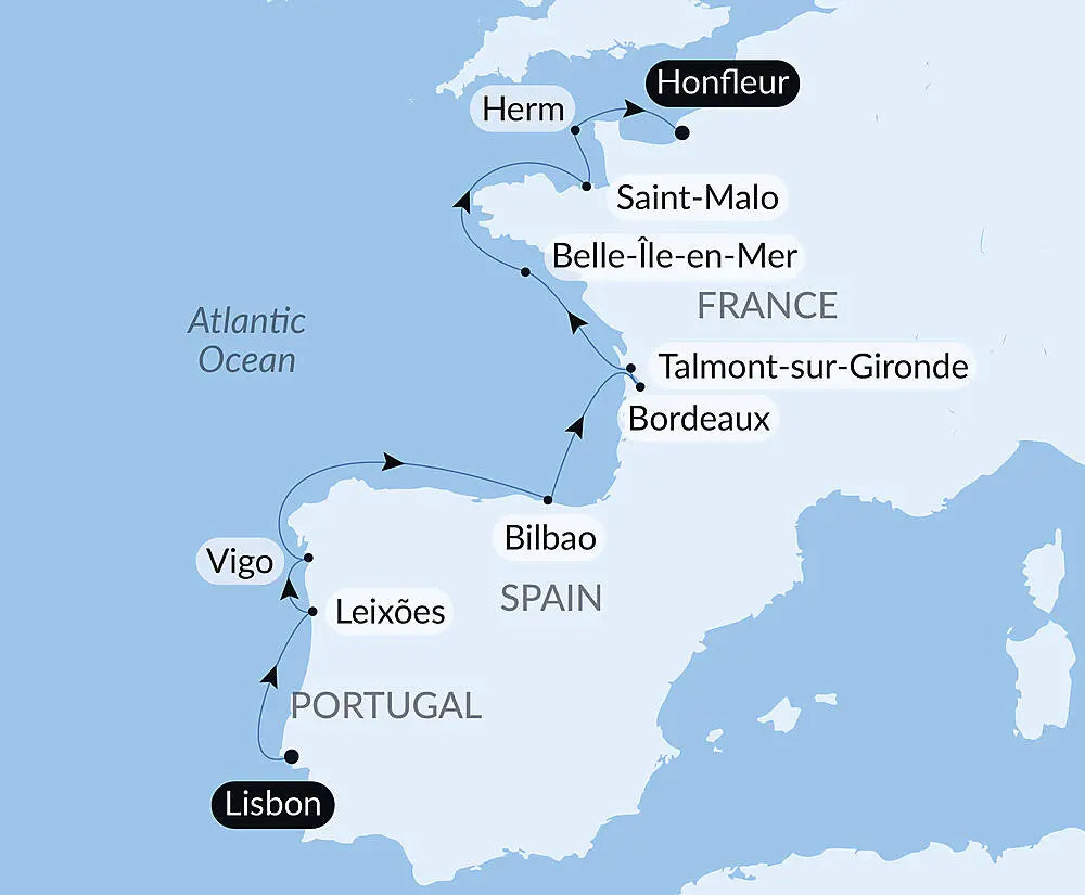 リスボン発 / オンフルール着｜イベリア半島と大西洋の沿岸都市 12日間