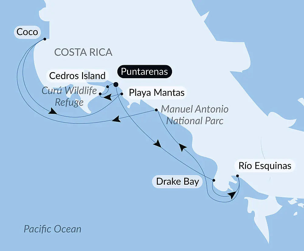 プンタアレナス発着｜コスタリカ太平洋岸クルーズ  8日間