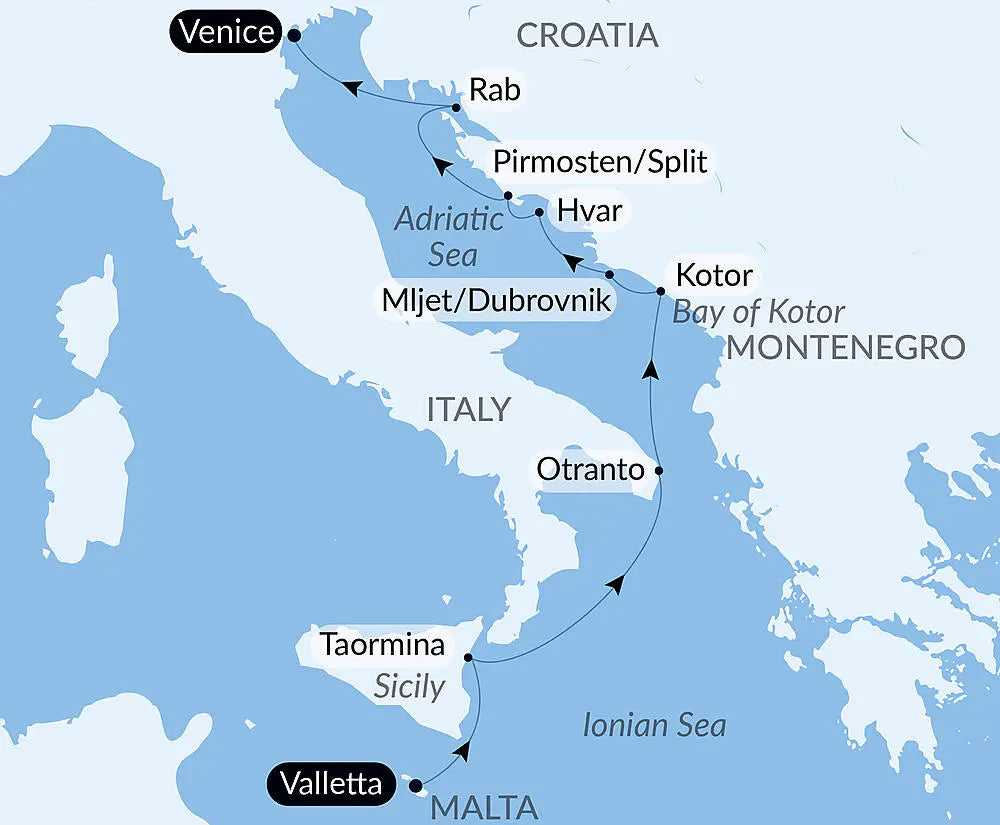 マルタ発/ベネチア着｜マルタからアドリア海へ  9日間