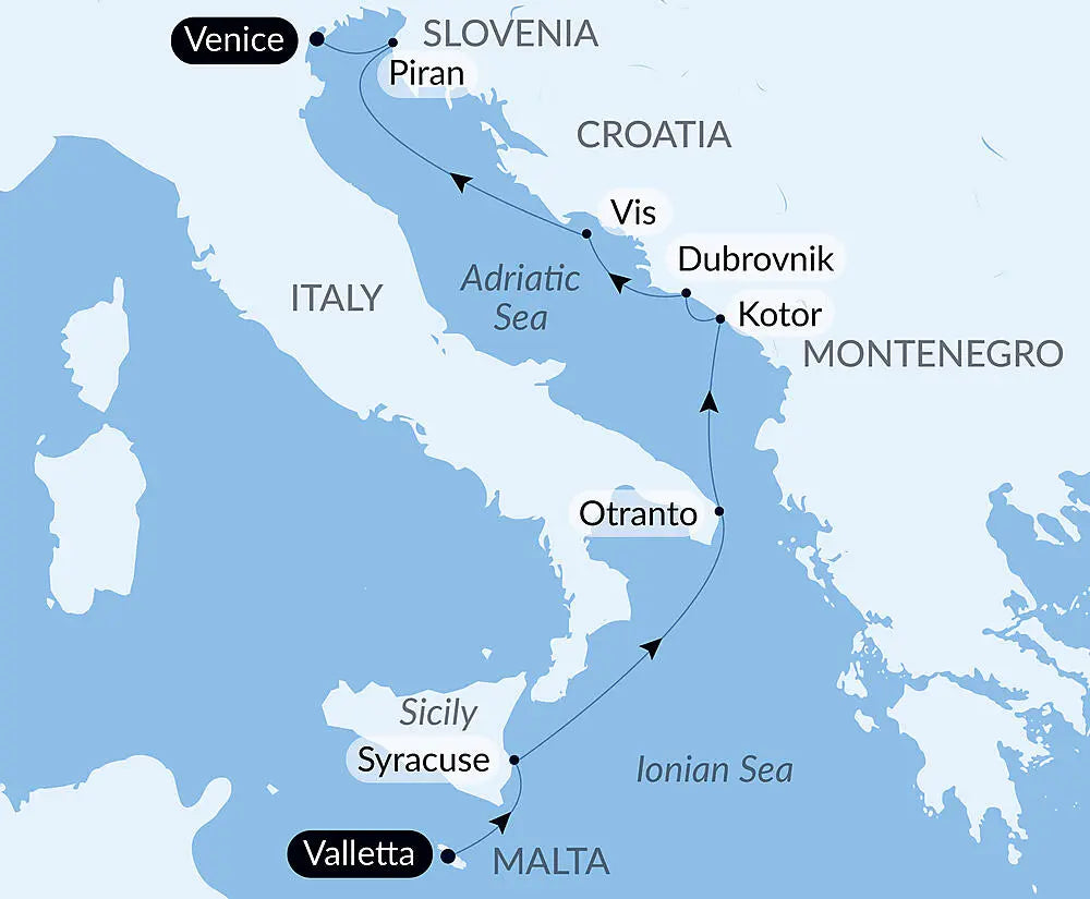バレッタ発/ベネチア着｜イタリア・アドリア海クルーズ[第6回 オペラクルーズ ― バンジャマン ベルネーム乗船] 9日間