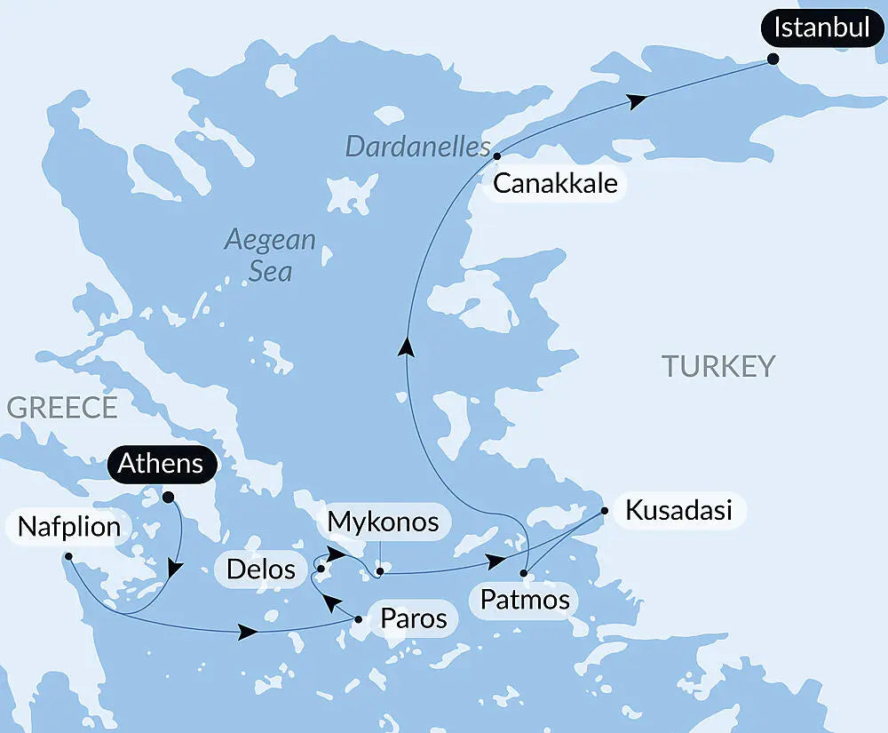アテネ発/イスタンブール着｜エーゲ海クルーズ トルコとギリシャの島々	8日間