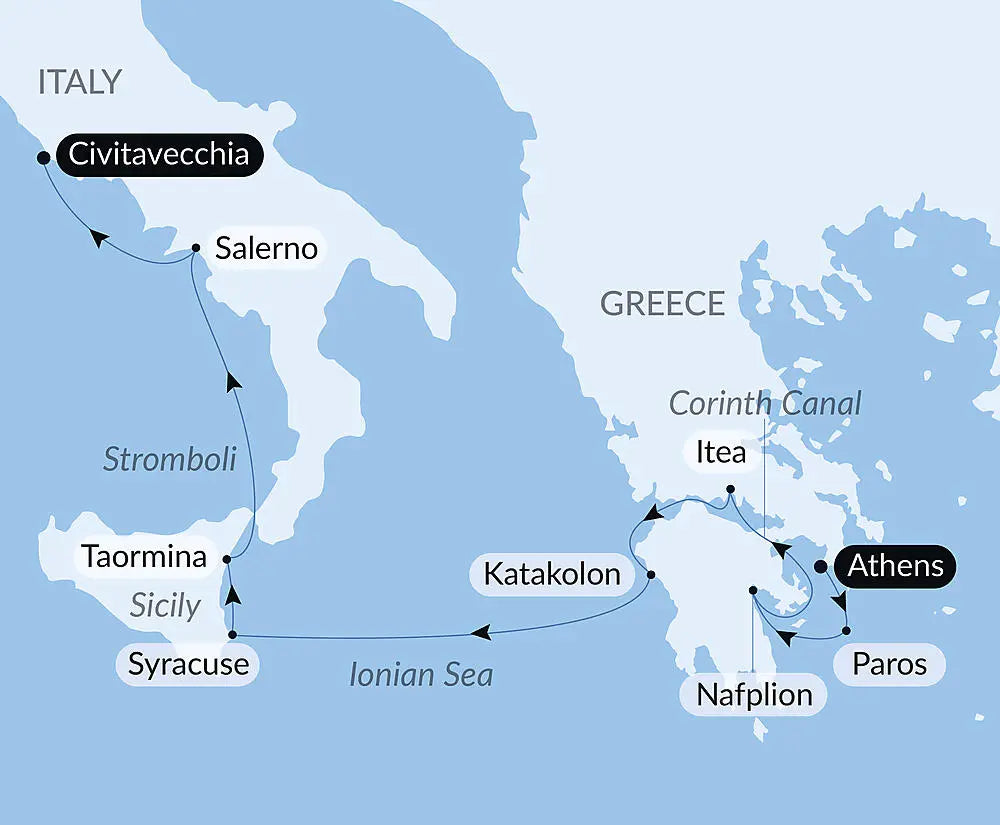 アテネ発/チビタベッキア着｜ギリシャ・イタリアクルーズ  9日間