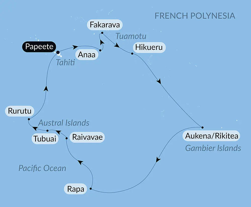 タヒチ発着｜ソシエテ諸島からオーストラル諸島へ 15日間
