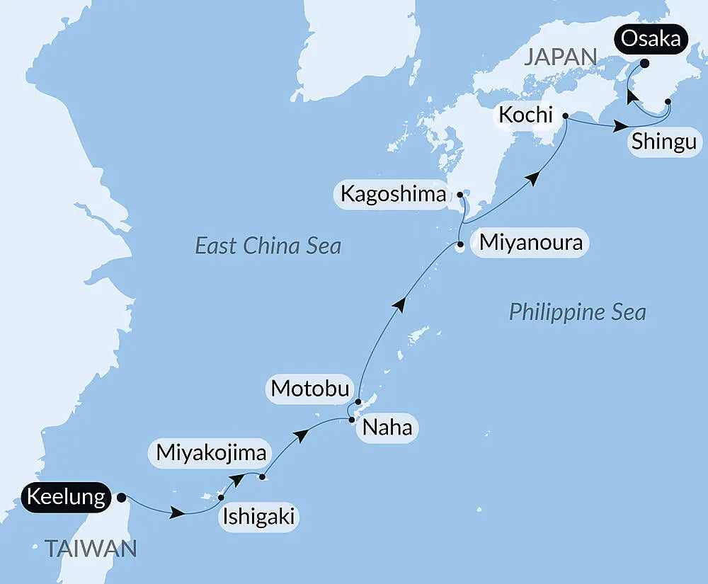 基隆発/大阪着｜沖縄の離島めぐり　10日間