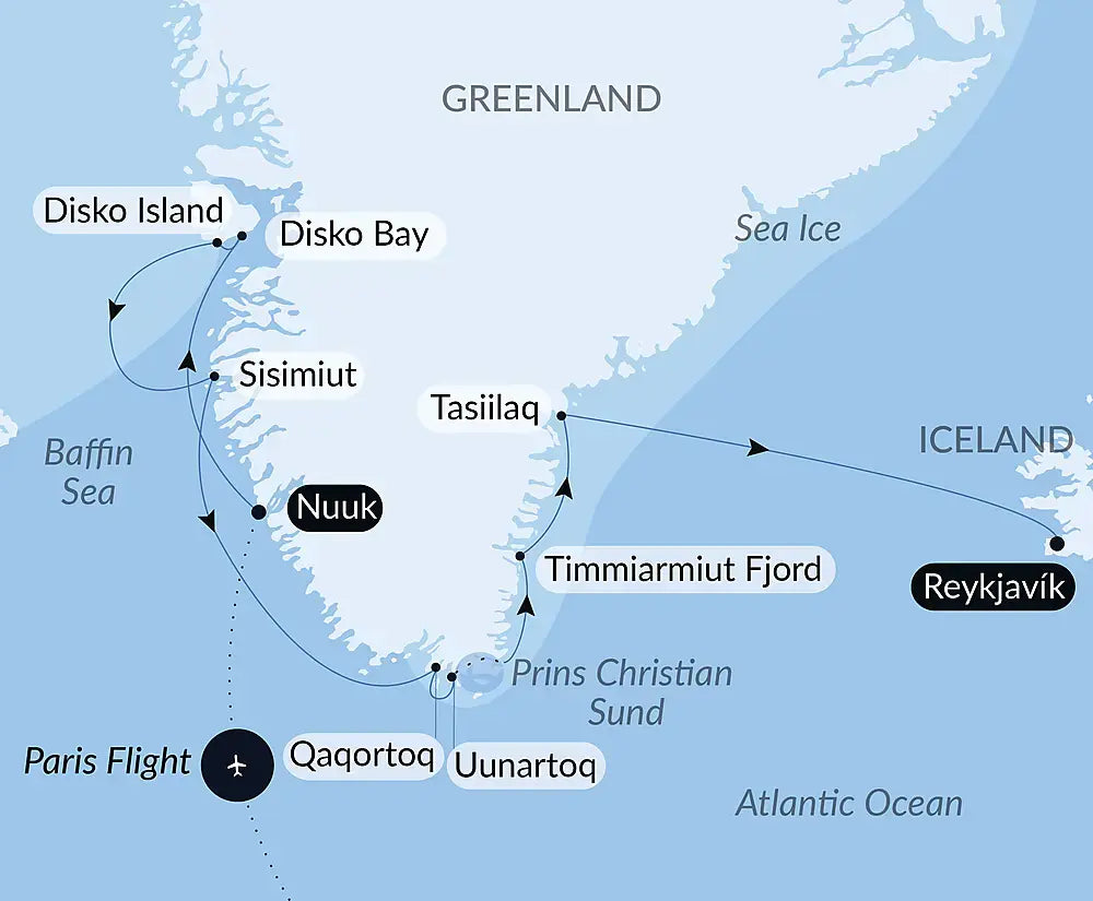 ヌーク発/レイキャビク着｜雪と氷に覆われた春の北極圏　知られざるグリーンランド西部・イヌイットの世界へ 16日間