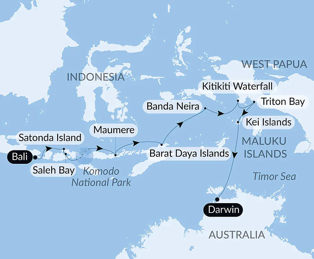 バリ島発 / ダーウィン着｜インドネシアの島々めぐりクルーズ  12日間