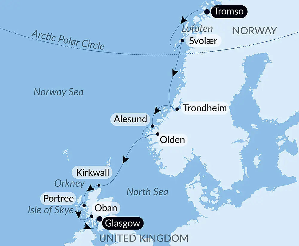 トロムソ発/グラスゴー着｜北極圏からスコットランド諸島へ 11日間