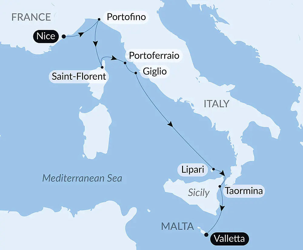 ニース発/バレッタ着｜コルシカ島とイタリア西海岸の島々からマルタへ 10日間