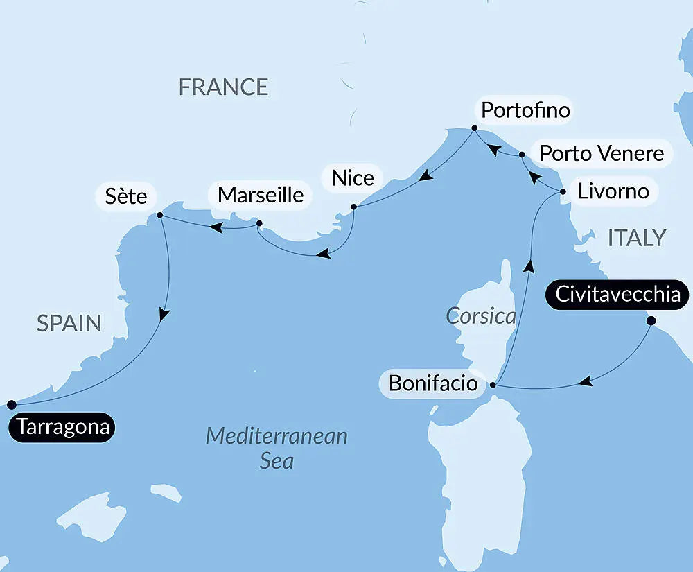 チビタベッキア発/タラゴナ着｜南フランスとイタリア クルーズ 9日間