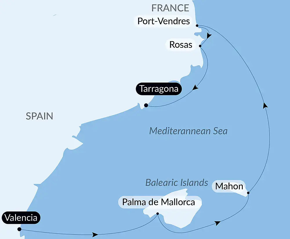 バレンシア発/タラゴナ着｜カタルーニャとバレアレス諸島 6日間