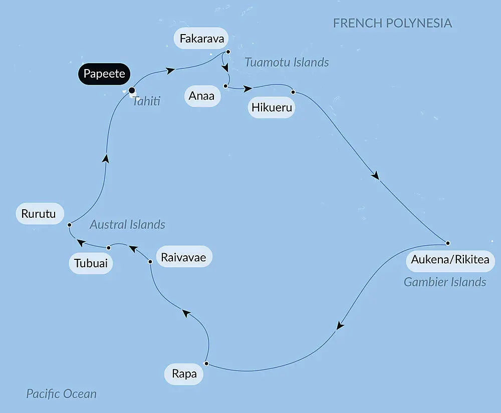 タヒチ発着｜ソシエテ諸島からオーストラル諸島へ 15日間
