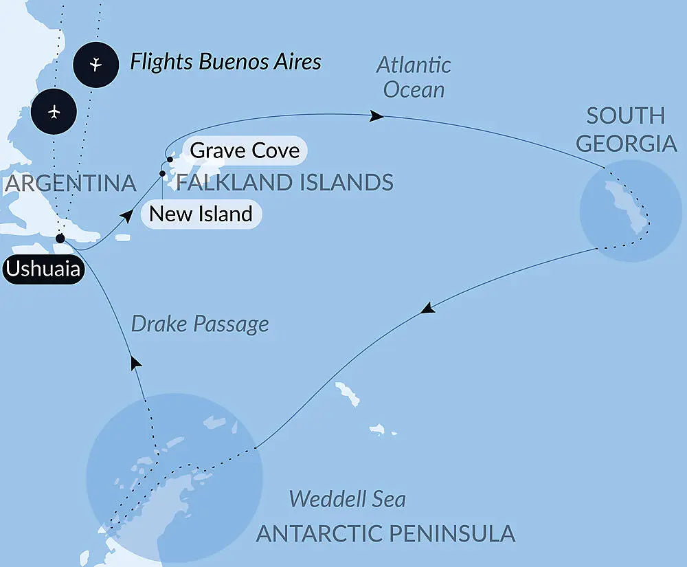 フォークランド諸島、サウスジョージア島、南極半島を巡る　南極海クルーズ 19日間 [2027年]