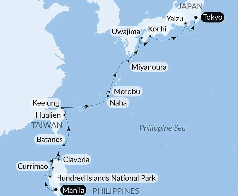 マニラ発/東京着｜フィリピン、台湾、日本クルーズ 15日間